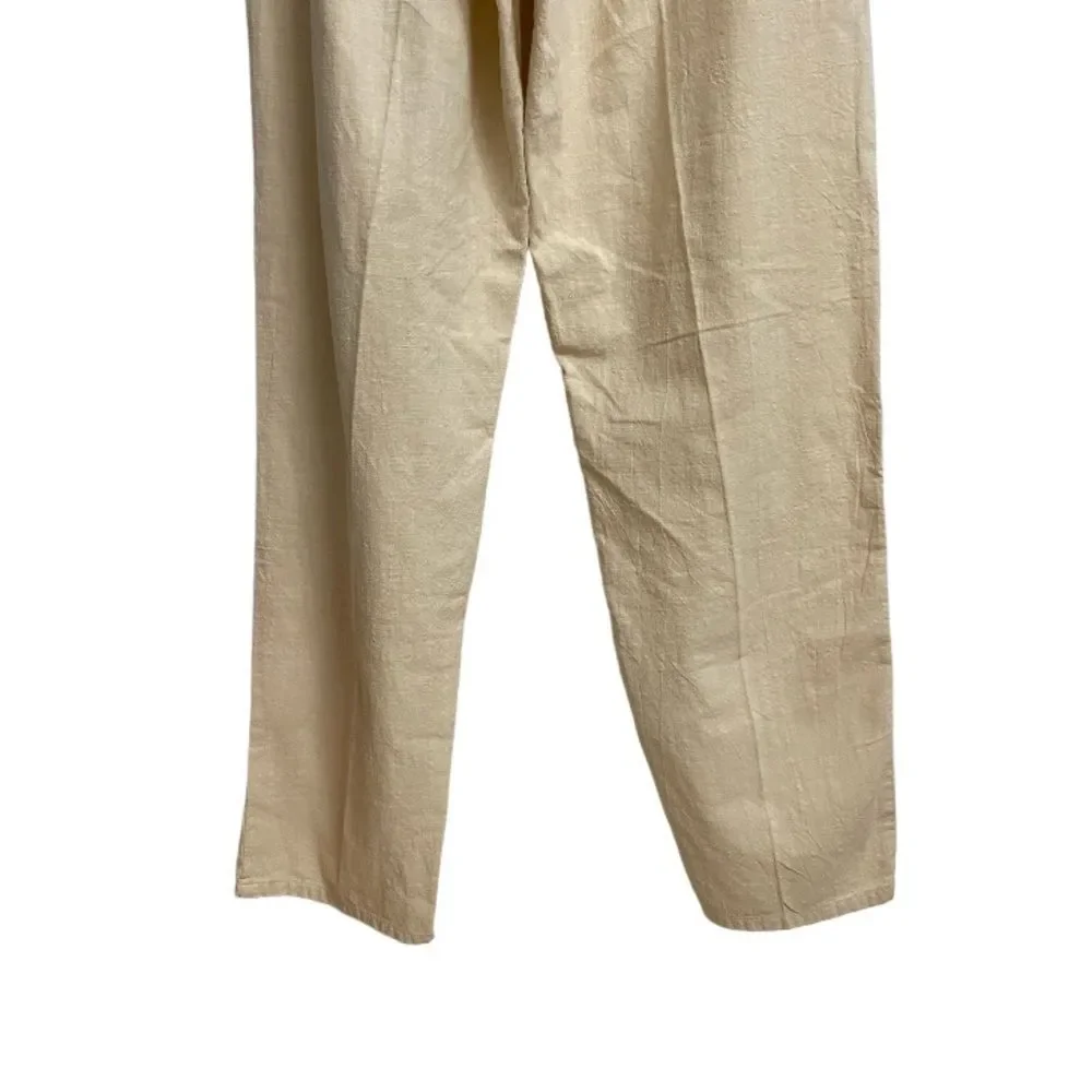 Produce Company Pull On Textured Pants Women's M Cotton Pockets Buttercream Boho